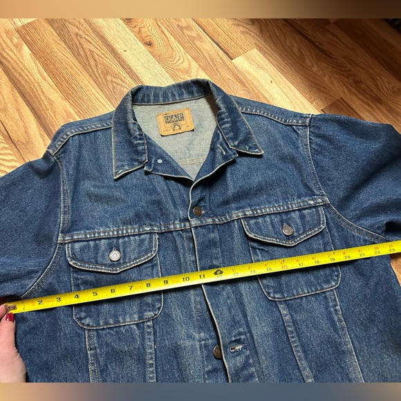 VINTAGE 1980s GAP Denim Jacket Men Large Cotton Blue Jean Trucker L Motorcycle - Picture 3 of 11